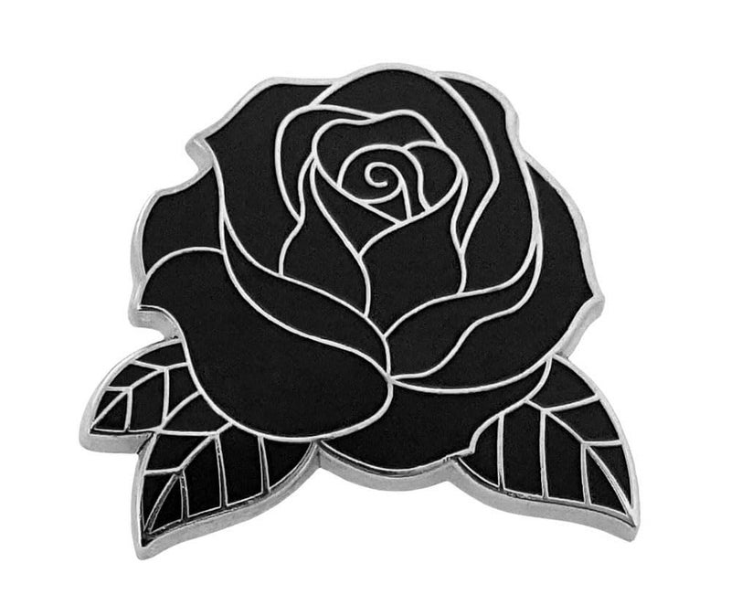 Pinsanity Black Rose Enamel Lapel Pin - Image 1